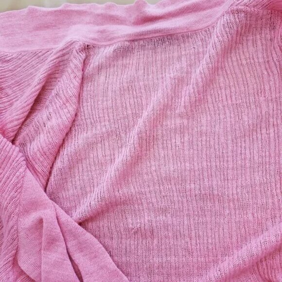 Lafayette 148 Long Open Front Linen Blend Lightweight Breezy Pink Cardigan M - Picture 13 of 14